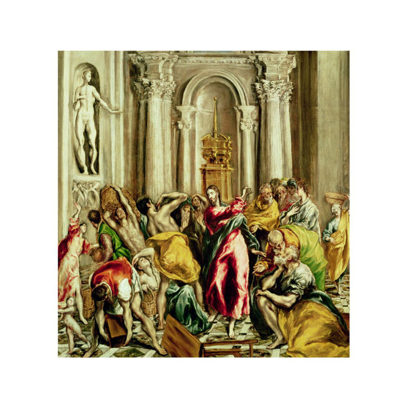 «Jésus chassant les marchands du temple» par El Greco - Impression Giclée, H 28 po x l 22 po