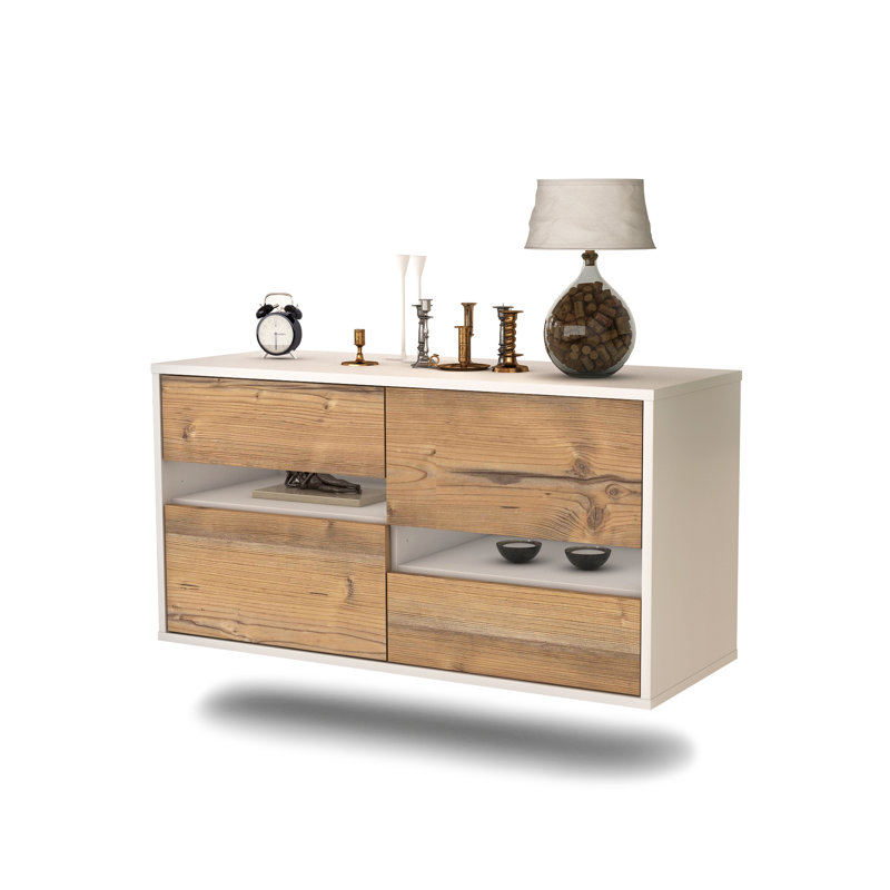 Dorion Unfinished Floating TV Stand, Light Oak