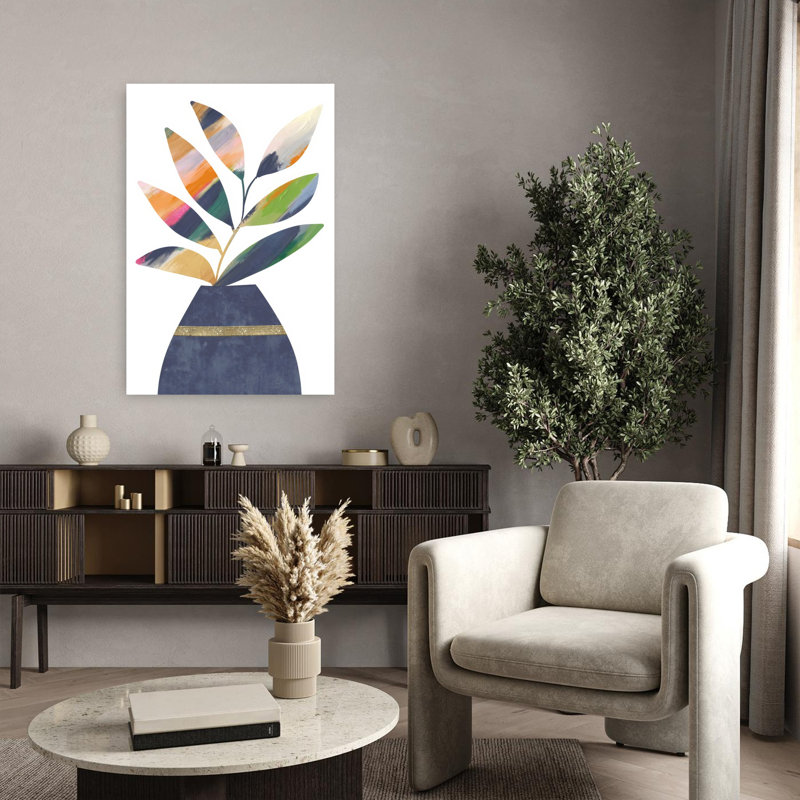 Art coloré abstrait plante colorée contemporaine 1, 36" H x 24" W
