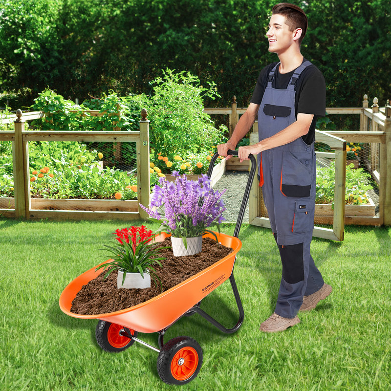 Wheelbarrow Cart 2 Wheels Garden Dump Cart 397 lbs Yard Utility Cart