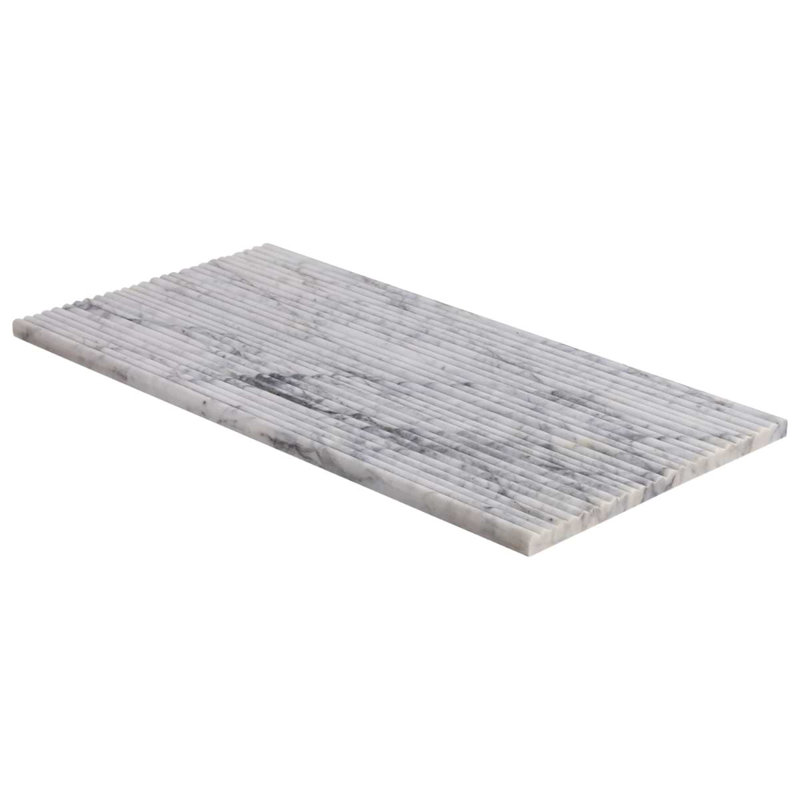 Waves 12x24 Fluted 3D Honed Marble Tile, White Lion