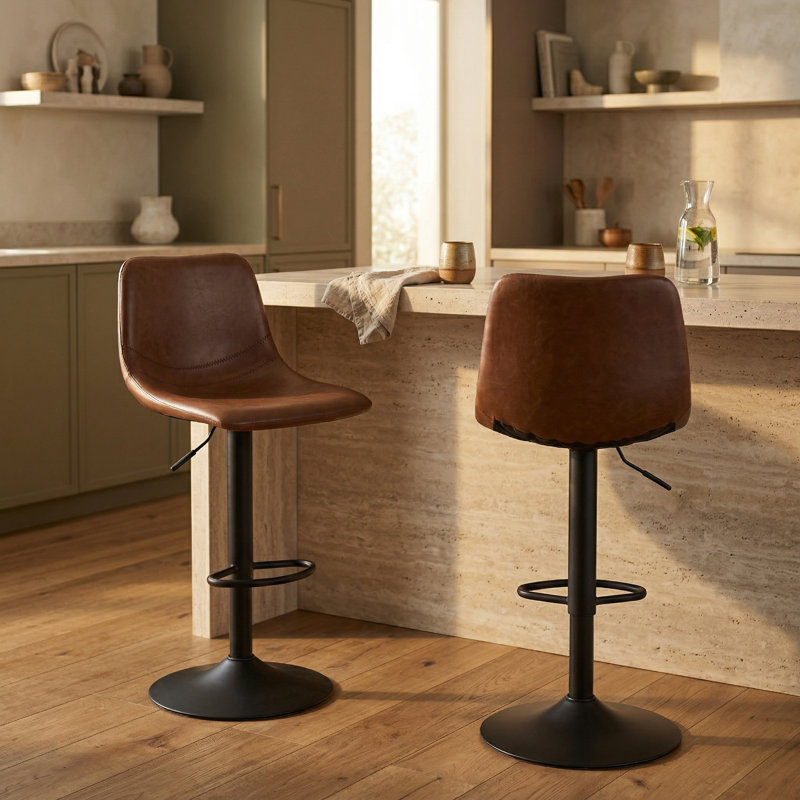 Tabouret de bar pivotant Maximilian, Brun pâle