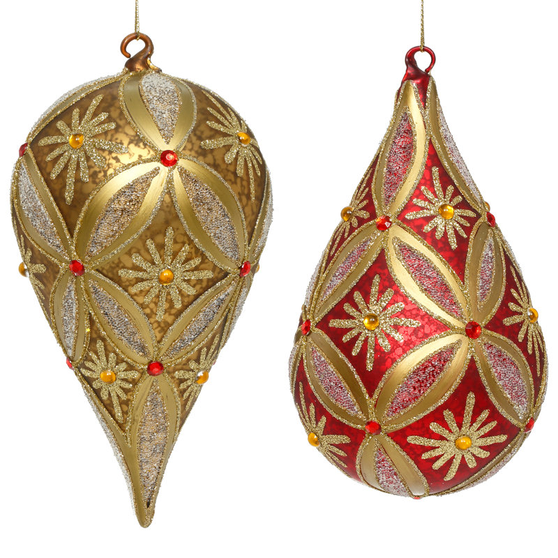 Snowflake Teardrop Ornament, 6.5 Inches