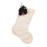 Hand Felted Wool Christmas Stocking - Pinecone on Cream
