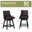 Tabouret de bar rembourré et pivotant avec garniture cloutée et structure en bois massif (ensemble de 4)-1881059979-1881059981