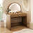 39" Makeup Vanity With Lighted Mirror And Drawer, Curved Corners Elegant Design, Storage For Beauty Essentials, Into Desk, Construction Dressing Table Led Design Wavy Drawer Texture, Ample Cosmetics,-130041073
