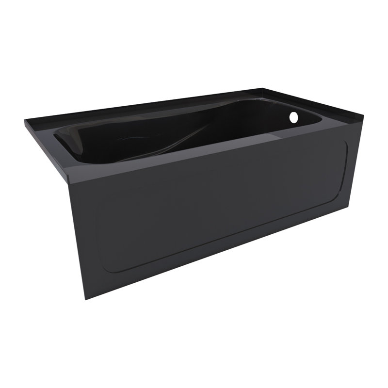 60'' x 30'' Soaking Acrylic Bathtub, Right, Black