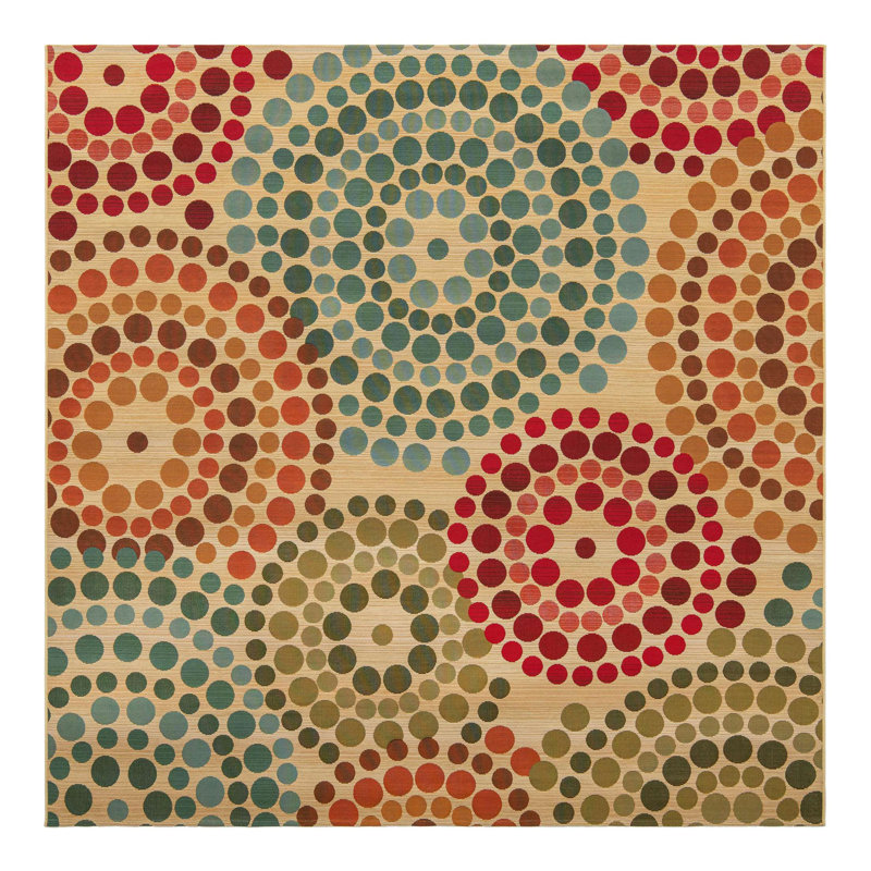 Deweese Washable Geometric Indoor / Outdoor Rug, Square 7'10"