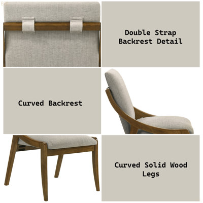 Ensemble de 2 chaises d'appoint en chenille grise et chêne rétro Danzel