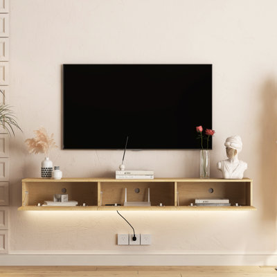 Meuble télé flottant mural 69 po, 16 lumières à DEL de couleur avec 4 effets clignotants, ajouter de la décoration aux accessoires de maison et de magasin montés 69 po, lumières, style simple pour le rangement des composants