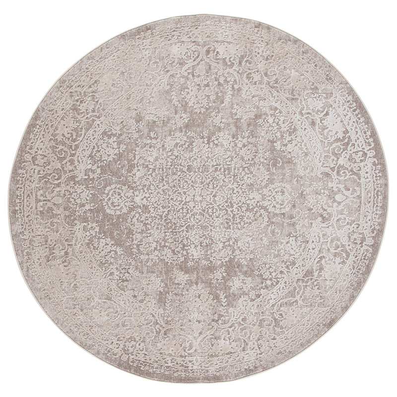 Tapis beige / crème Calidia, Rond 5 pi