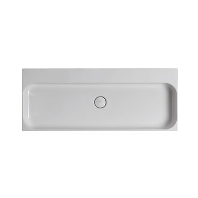 WS Bath Collections Unit 16.5'' Ceramic White Ceramic Rectangular Bathroom Sink with Overflow