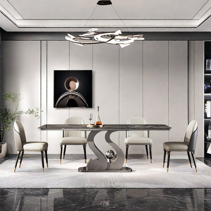 Italian style rectangular home dining table sets, 29.5"H x 55.1"L x 31.5"W