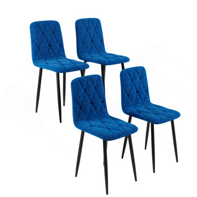 Ensemble de 4 chaises de salle à manger modernes en velours avec des pieds robustes en Moneke et un design ergonomique