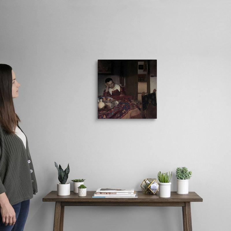 Imprimé « A Maid dormant » par Johannes Vermeer, H 16 po x l 16 po x 1,25 po, Toile tendue