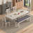 Ecker 7-Piece Extendable Dining Table Set Modern 71"-90" Solid Wood Kitchen Table With Leaf & 6 Upholstered Chairs Space-Saving Set For Dining Room, Kitchen