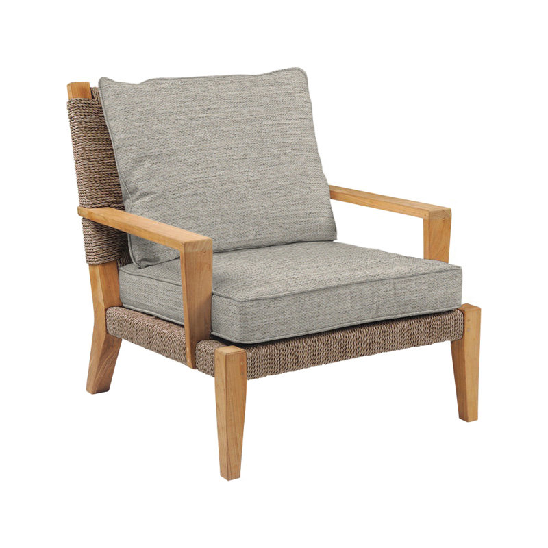 Hadley Outdoor Teak Lounge Chair, Fog Rain 9908, Hadley Hemp