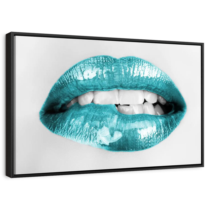 Bouche à lèvres, Cadre flottant noir, 31 po x 21 po