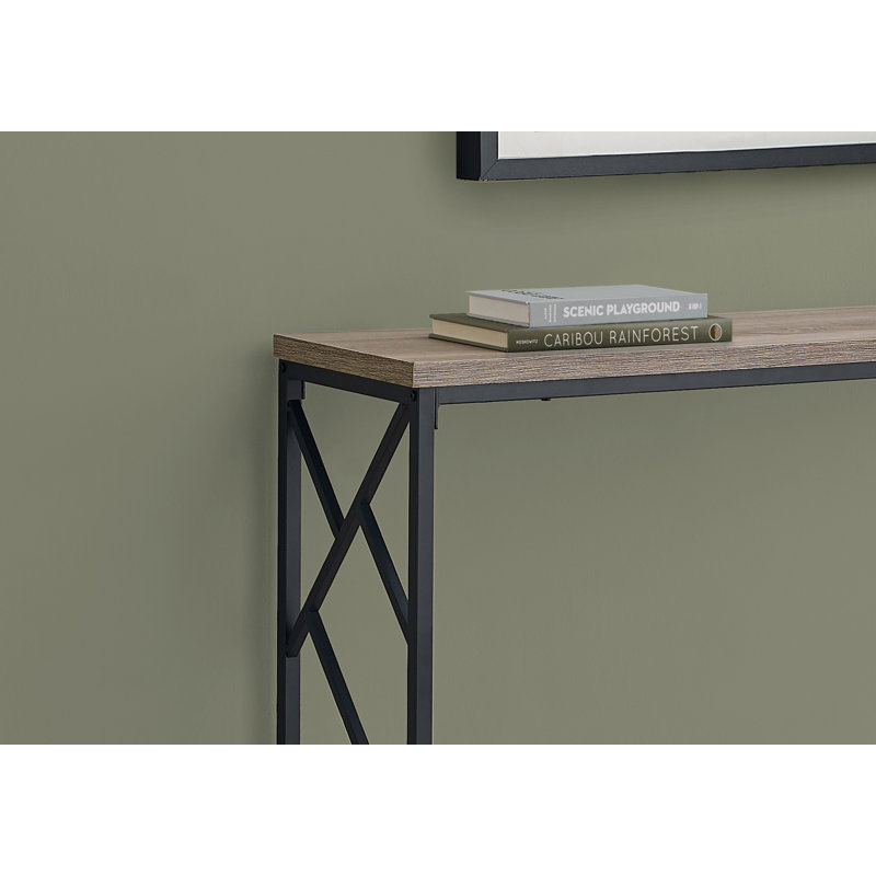 Table d'appoint, console, vestibule, étroit, canapé, salon, chambre à coucher, stratifié brun, métal noir, contemporain, moderne