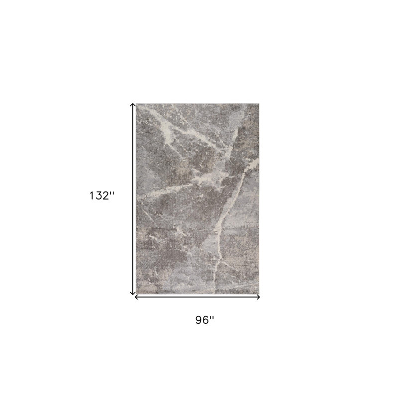 Tapis abstrait gris et ivoire 8 pi x 11 pi