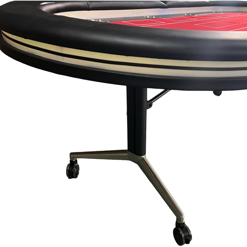 INO Design 95 "table de poker pliable pour 10 joueurs de style Casion avec roues DEL, rouge, Rouge