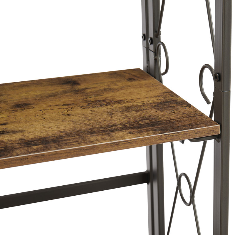 Étagère pliante en acier Jasiana, étagère de rangement étroite H 62 po x l 24 po avec tablettes amovibles en panneau de fibres à densité moyenne, bibliothèque industrielle pliable à 5 niveaux avec cadre en acier robuste pour petits espaces, bureau à domicile et salon, brun antique