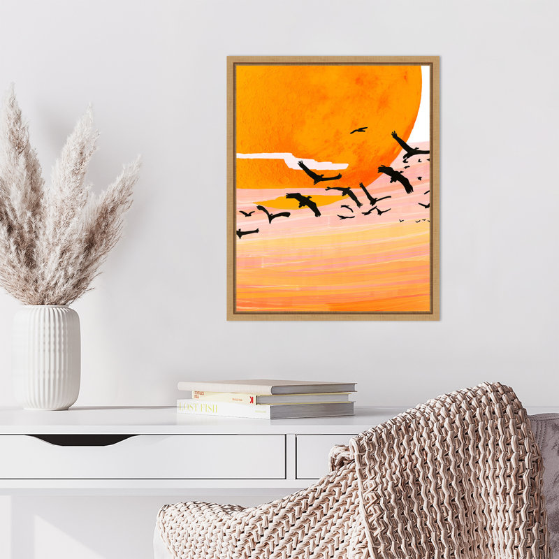 «Birds at Sunset» par Maupin, reproduction d'art sur toile encadrée, H 20 po x l 16 po