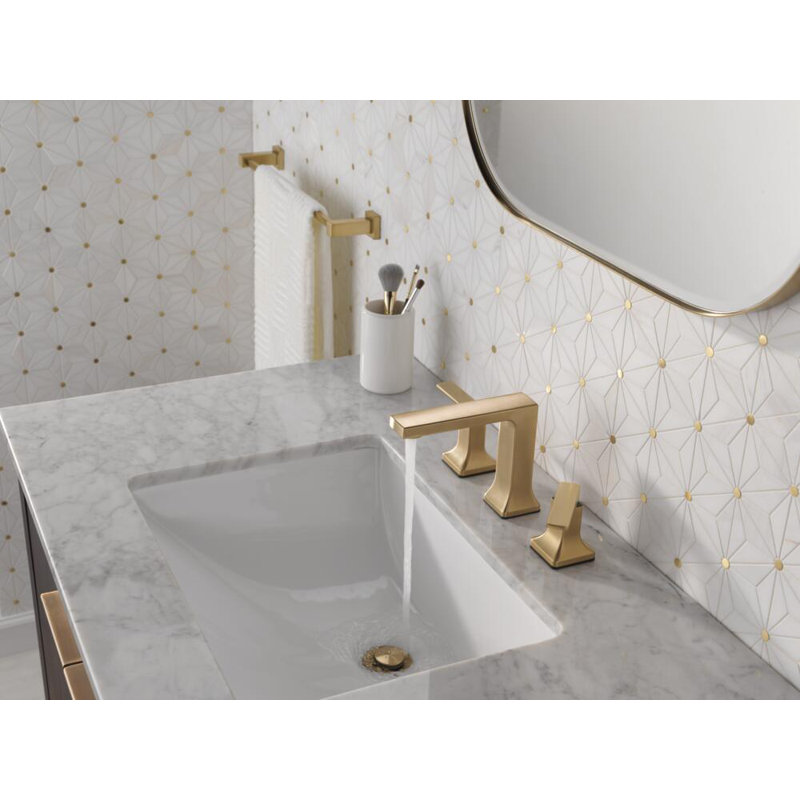 Velum Widespread Bathroom Faucet 3 Hole, 2-handle Bathroom Sink Faucet with Drain Assembly, Champagne Bronze