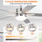 52" Dimmable 6-Speed Reversible Ceiling Fan with LED Lights and Remote Control, 3 Color Lights, Timer, Double-Sided Wood Blades
