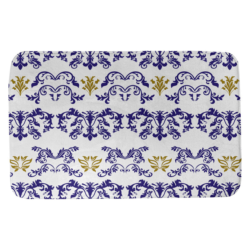 Tapis pour salle de bain Baltimore, l 21 po x L 34 po, Mauve / blanc / or métallique