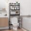 Rangement au-dessus de la toilette en bambou avec 3 crochets et 3 tablettes ouvertes-968379512