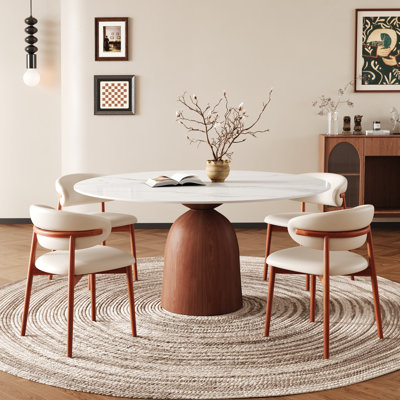 5Pcs Dining Set With 4 Upholstered Chairs