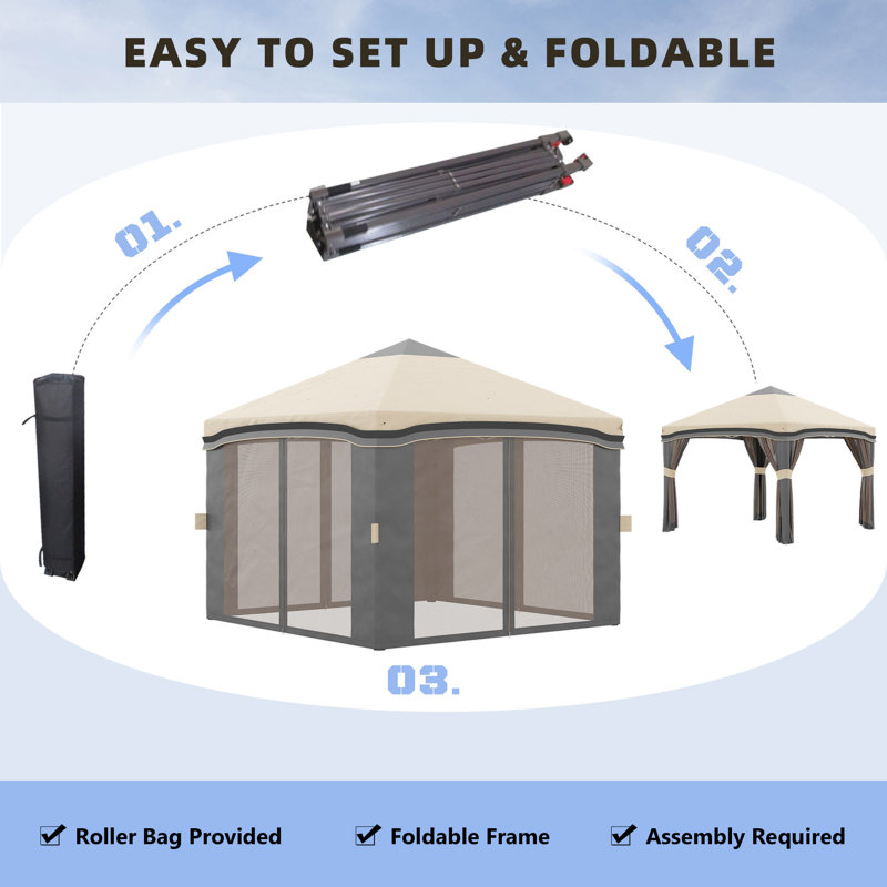 Pop Up Canopy Tent With Netting, Instant Tents For Parties, Height Adjustable, With Wheeled Carry Bag And 4 Sand Bags For Outdoor, Garden, Patio