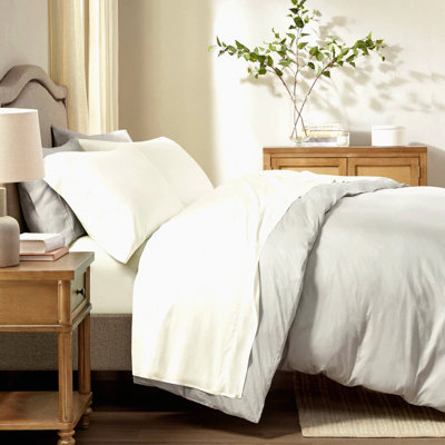 Rayon From Bamboo Bliss Bed Sheet Set - Breathable & Lightweight, All Season Cozy Bedding with Deep Pocket, Ivory 4 Piece Including Matching Pillow Cases