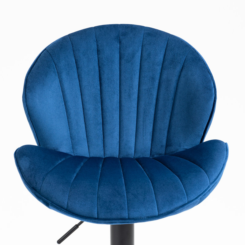 Adjustable Bar Chairs In Blue For Kitchen Pub Counter Height, 2 With Back And Footrest Height Mid-century