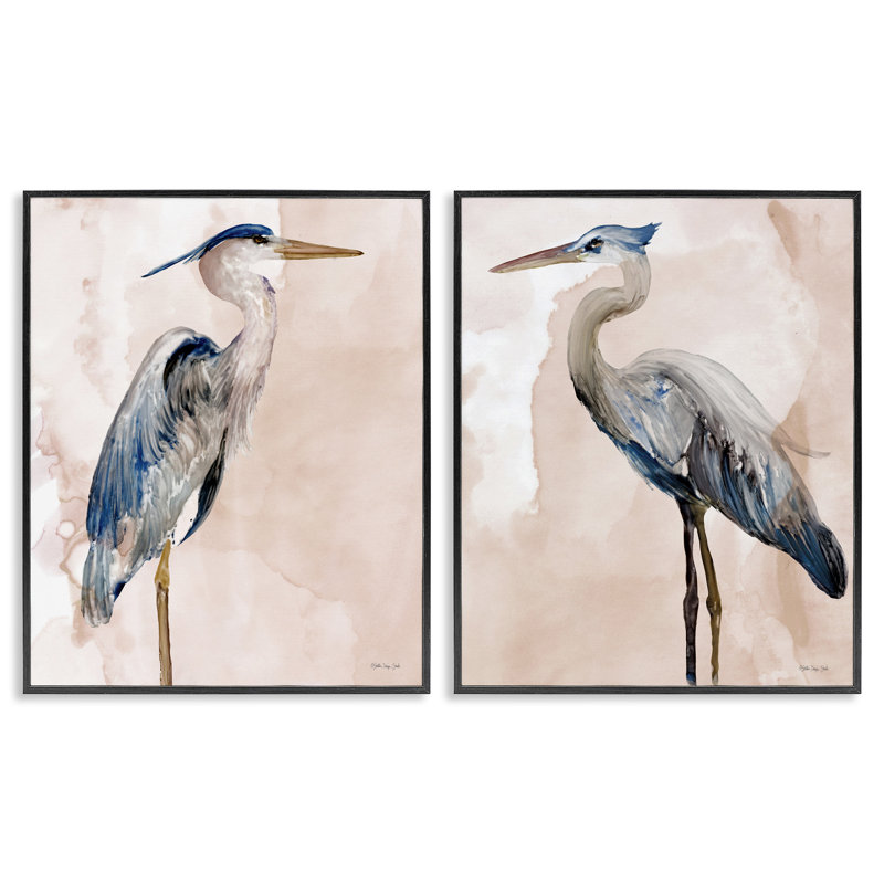 «Beautiful Heron Birds debout aquarelle» par Stellar Design Studio - ensemble de 2 peintures, H 30 po x l 24 po