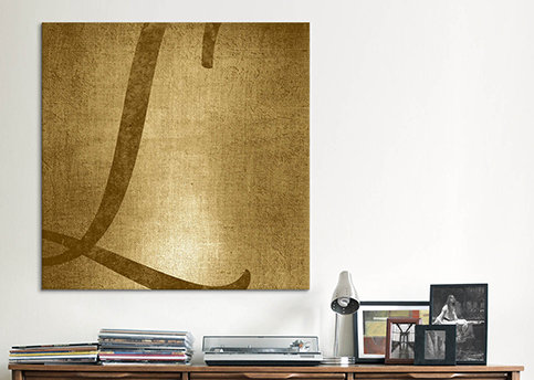 « scintille », art textuel sur toile sur toile dorée, H 12 po x l 12 po x P 0,75 po, l