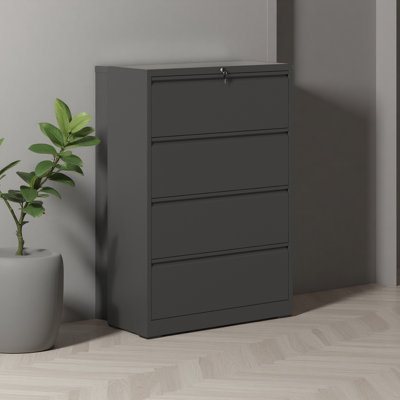 Lateral File Cabinet With Lock – Heavy-Duty Metal Filing Cabinet For Home Office, Space-Saving Wide Storage For Letter/Legal/A4/F4, Silent Full-Extens by Inbox Zero