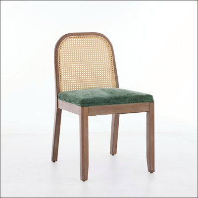 Ensemble de 2 chaises de salle à manger courbées arquées avec coussin en chenille de style campagnard Mid-Century, structure en bois massif, confortable et durable