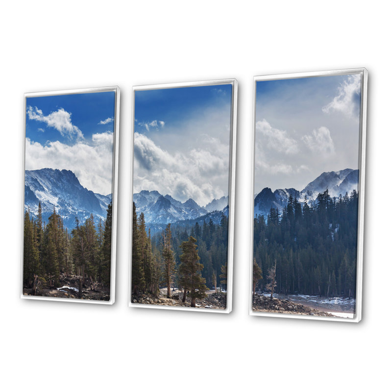 Sierra Nevada Mountains - Ensemble de 3 toiles encadrées, H 28 po x l 36 po x P 1 po, Blanc