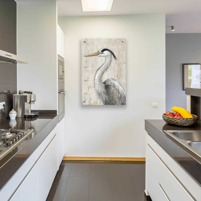 «Gray Heron II» par Tim O'Toole, art mural en verre acrylique