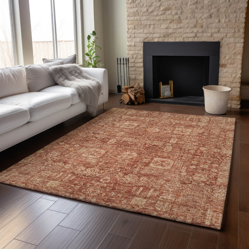 Tapis paprika Cerrito lavable à la machine de qualité supérieure, Rectangle 5 pi x 7 pi 6 po