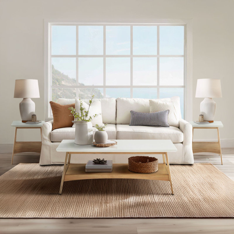 Parker Mid-century Coffee Table with Storage Shelf, Natural