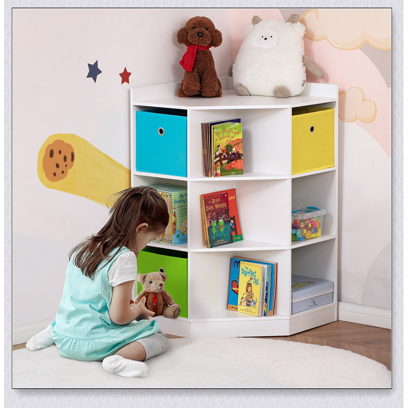Armoire de coin pour enfants avec rangement pour jouets, Blanc