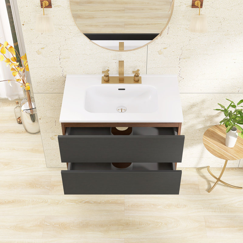 Ensemble de meuble-lavabo mural 29,9 po avec comptoir en céramique, 30"