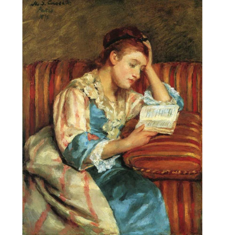 «Canora Grey Cassatt», galerie d'art sur toile tendue Mary: Duffee assise sur un canapé rayé
