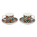 Courtly Flower Market Stoneware Espresso Cup and Saucer