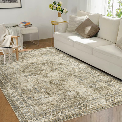 Tapis floral lavable pour salle à manger Samyah