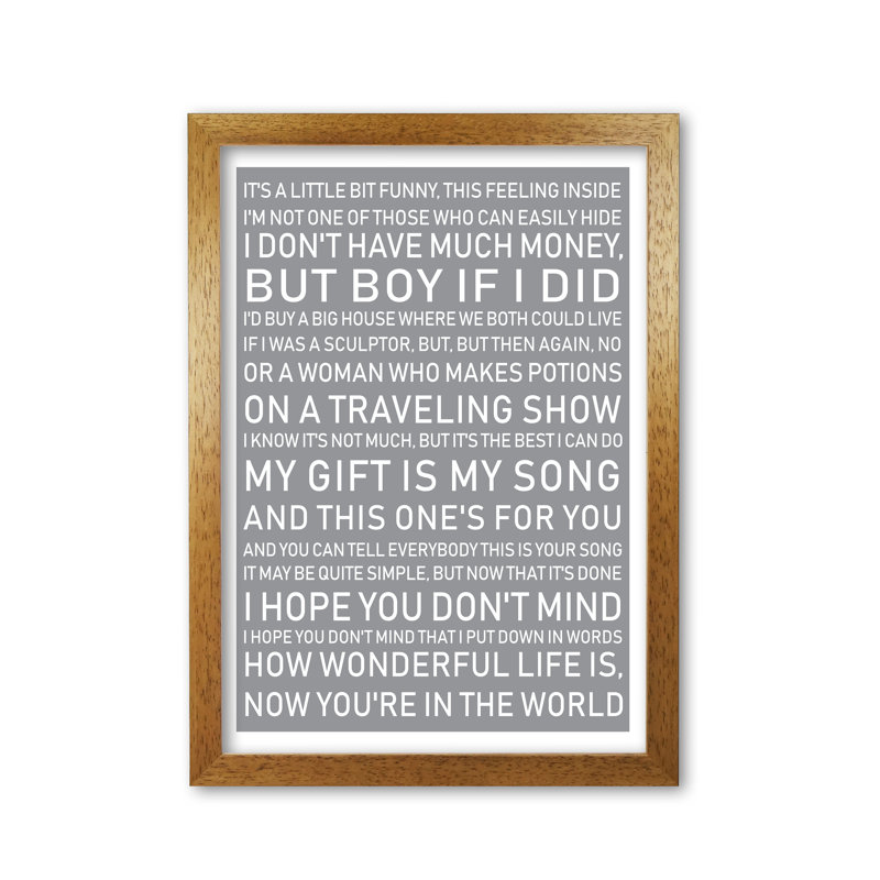 Your Song - Print, 42 cm H x 30 cm W x 5 cm D, Honey Oak Frame