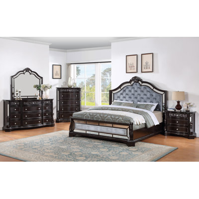 Kiristen Dark Brown Upholstered Sleigh Bedroom Set Special 3 Bed Dresser Mirror -  Canora Grey, 68C78C150FD04F0687ECE7F275A142E0